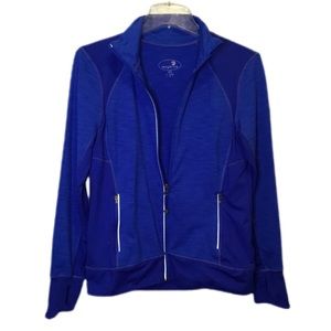 Tangerine Full Zip, Thumb Holes, Reflective Trim Long Sleeve Athletic Jacket EUC